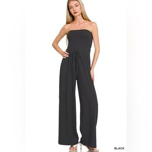 Zenana Tube Top Jumpsuit with Drawstring Waist
